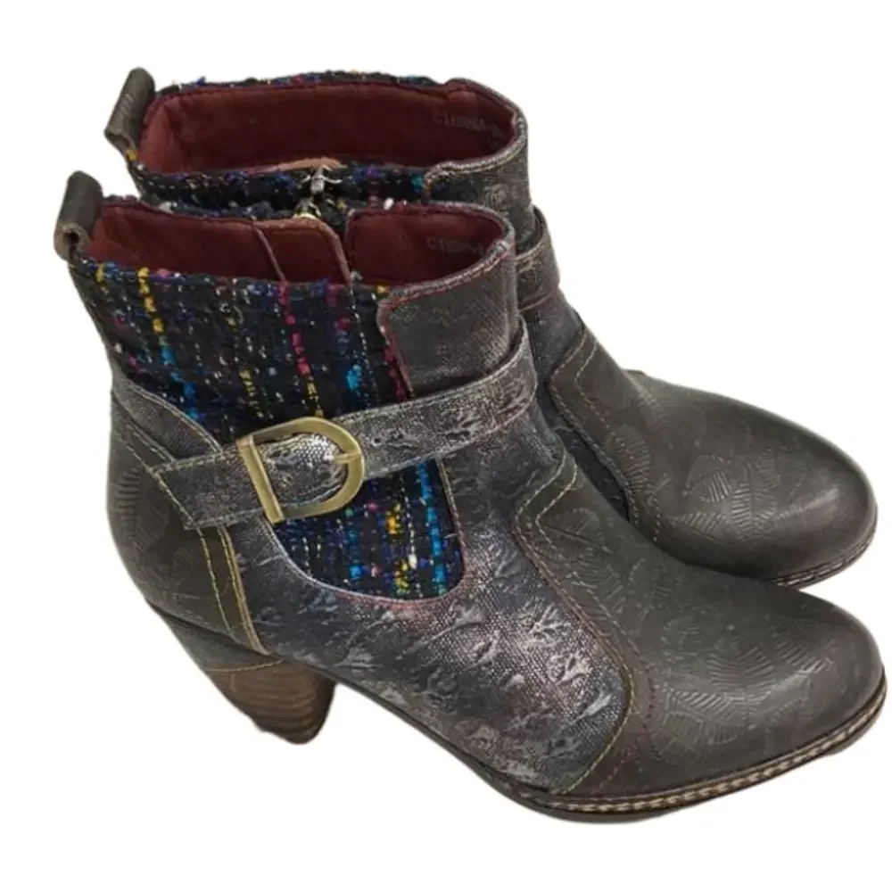 NWOT L’Artiste by Spring Step Leather and Textile Booties Size 36